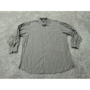 IKE BEHAR Button Up Shirt Mens 18-34 Long Sleeve Striped Brown Casual